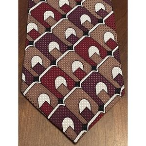 Zenio Brown Red 100% Silk Men’s Neck Tie Made In USA